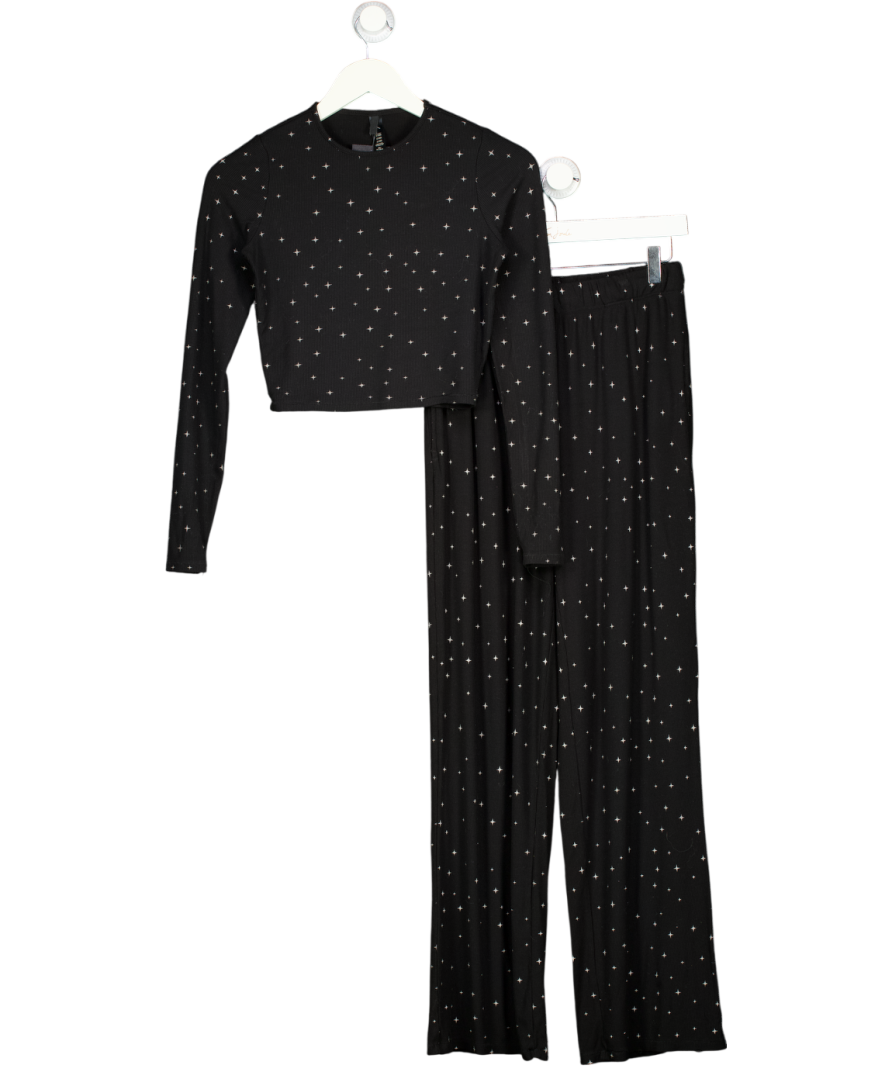 SKIMS Black Star Print Soft Lounge Rib Sleep Set UK XS
