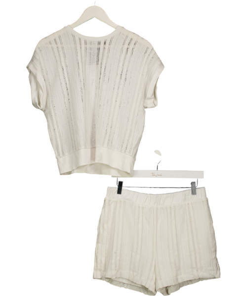 ALLSAINTS 2-piece White Giana Crochet Crew Neck Top & Shorts Set UK M