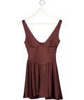 HOUSE OF CB Rich Brown Satin Waisted Mini Dress UK XS