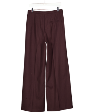 MANGO Brown Wide Leg Mid-rise Pleated Trousers UK 10