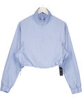 ALO Light Provence Blue Cropped 1/4 Zip Alumni Pullover UK S