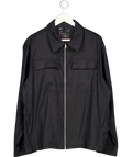 H&M Premium Selection Navy Blue Easy Care Regular Fit Linen-blend Overshirt UK L