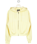 VANQUISH FITNESS Essential Butter Yellow Cropped Zip Through Hoodie UK M