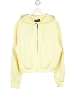 VANQUISH FITNESS Essential Butter Yellow Cropped Zip Through Hoodie UK M