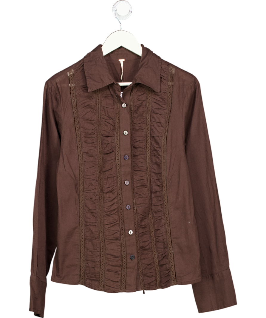 Free People Parker Tailored Collar Button-down - Espresso Brown UK S