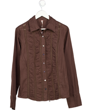 Free People Parker Tailored Collar Button-down - Espresso Brown UK S