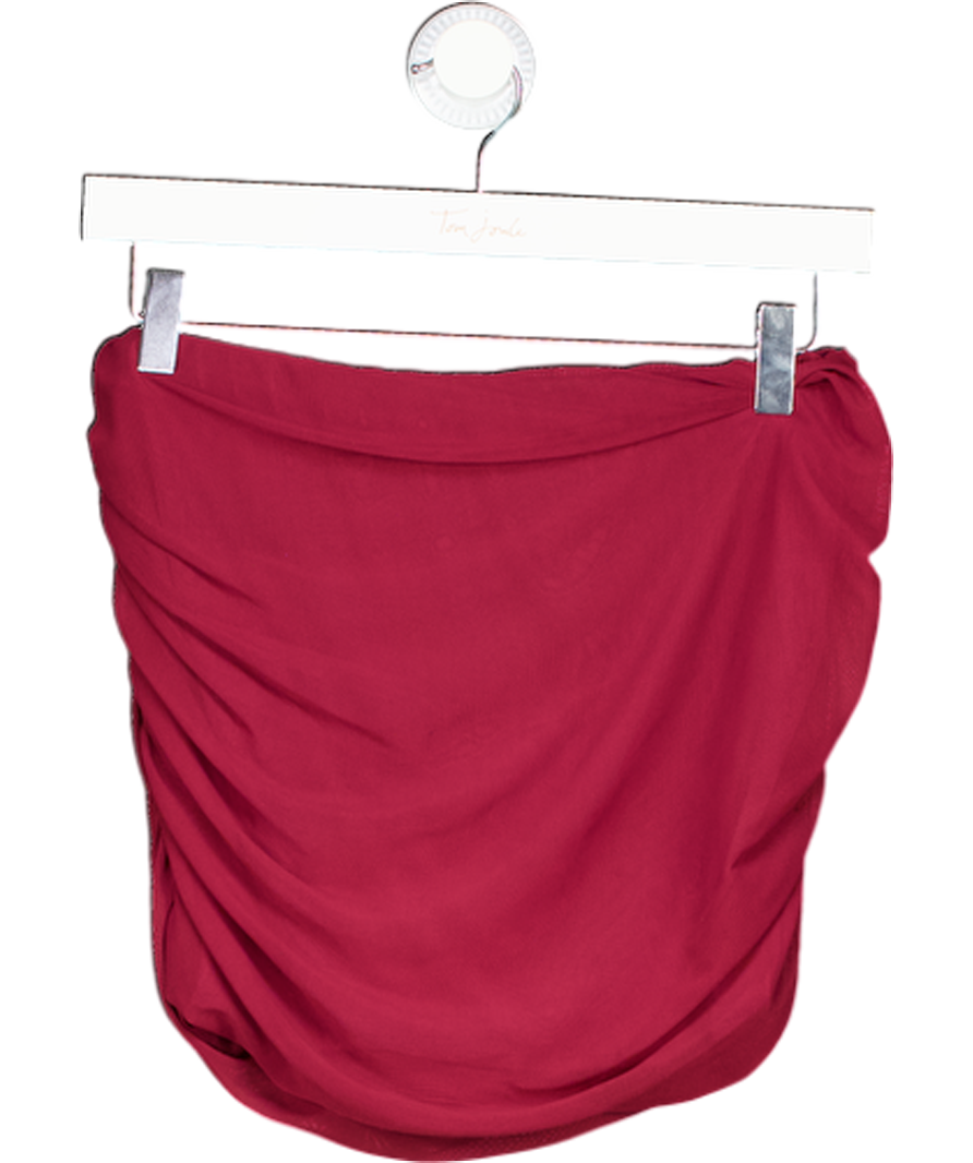 Ego Red Low Waist Mini Skirt In Burgundy Mesh UK 10