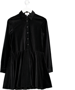 Elfie Selfie Ola Black Velvet Shirt Dress UK XS