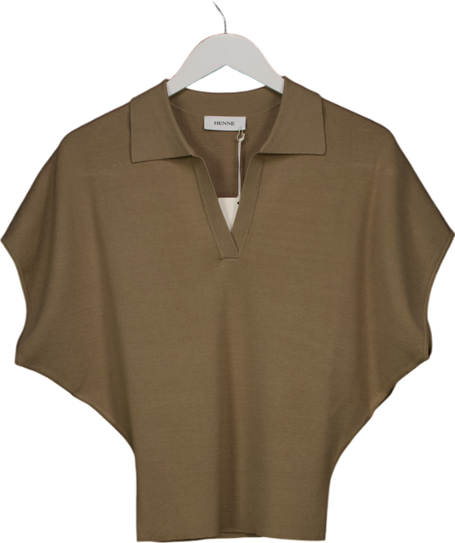 HENNE Beige Zeya Polo Top UK S