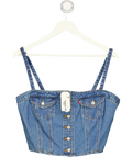 LEVI'S Blue Square Neck Shirred Back Cami Top UK L