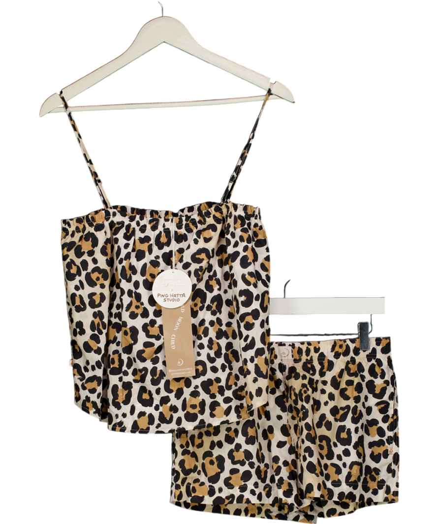 SIAMESE DREAMS 2-piece Beige Leo Flity Pyjama Set UK S