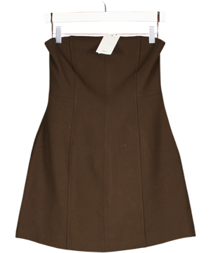 MANGO Chocolate Brown Flared Mini Dress UK XS