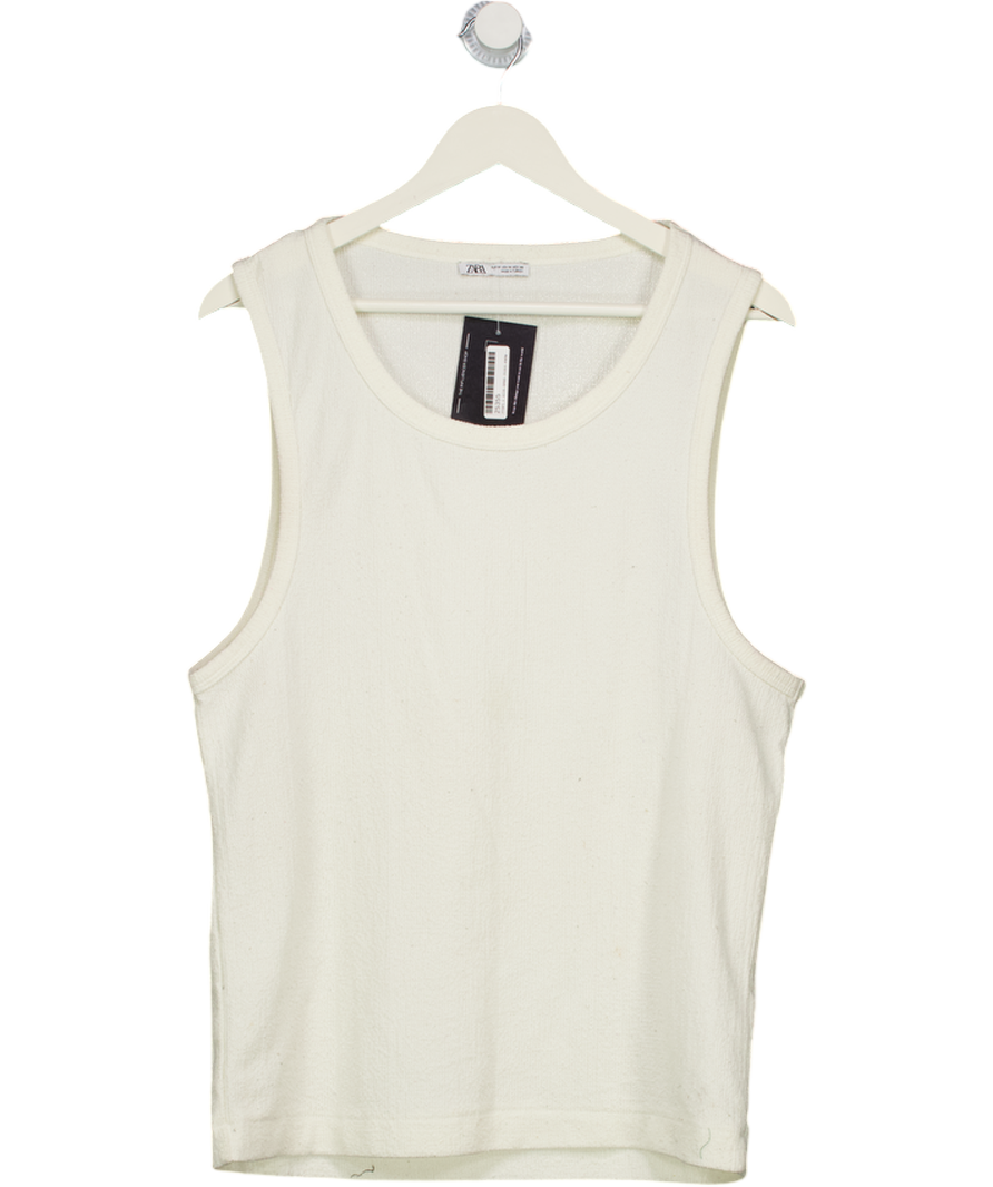 ZARA Cream Textured Tank Top UK M