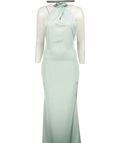 Club L Green Unbeatable Satin Cross Over Halter-neck Maxi Dress UK 8