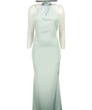 Club L Green Unbeatable Satin Cross Over Halter-neck Maxi Dress UK 8