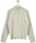 OHNIW Cream Distressed Zip Ribbed Cardigan UK M/L