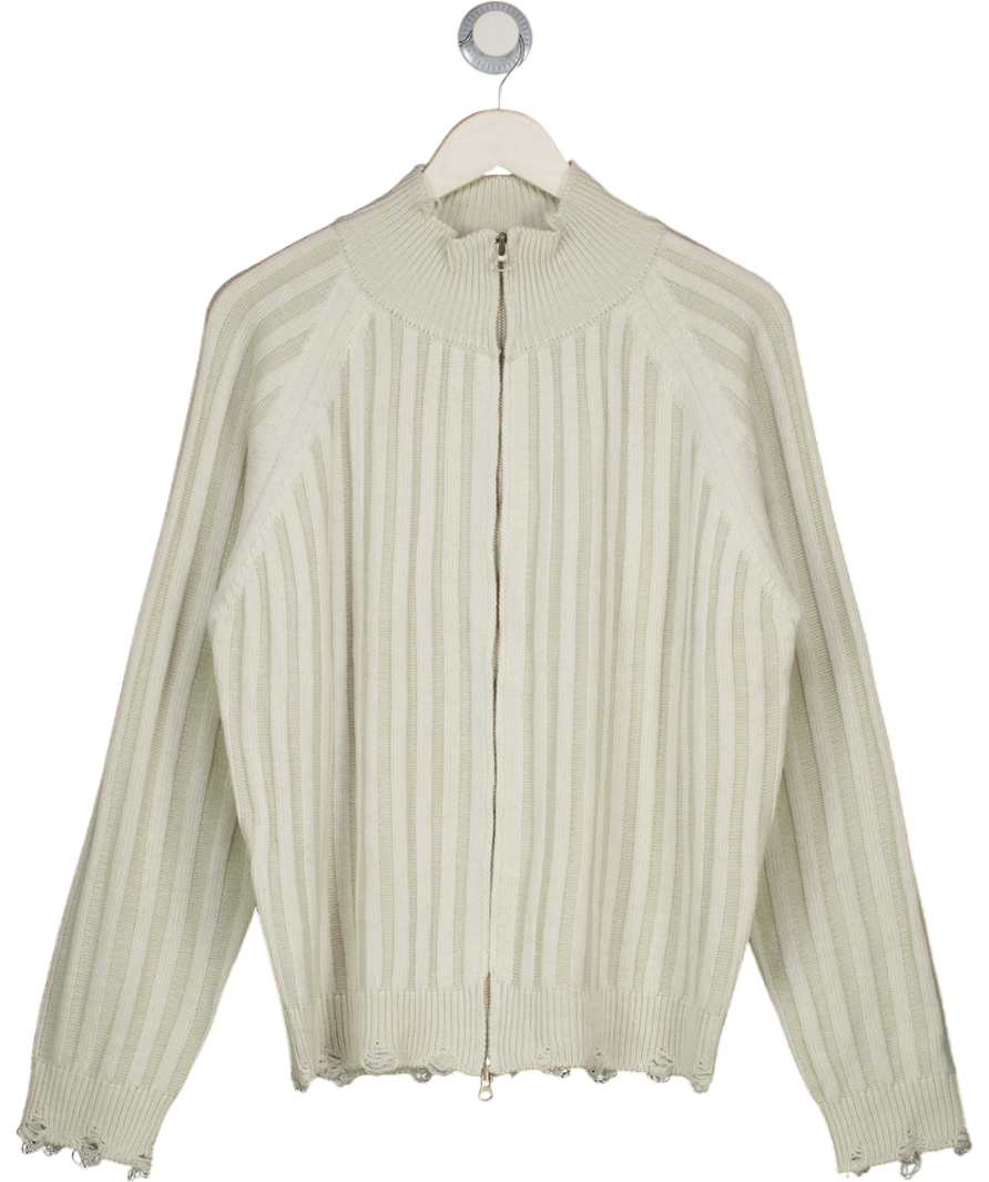 OHNIW Cream Distressed Zip Ribbed Cardigan UK M/L