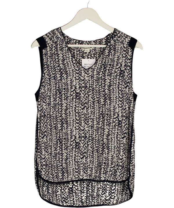 Whistles Navy And White Print sleeveless top UK 6