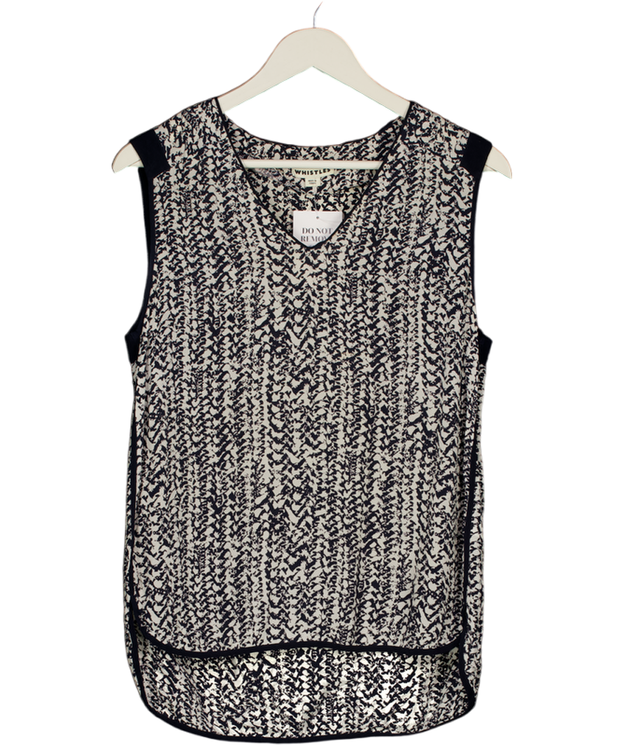 Whistles Navy And White Print sleeveless top UK 6