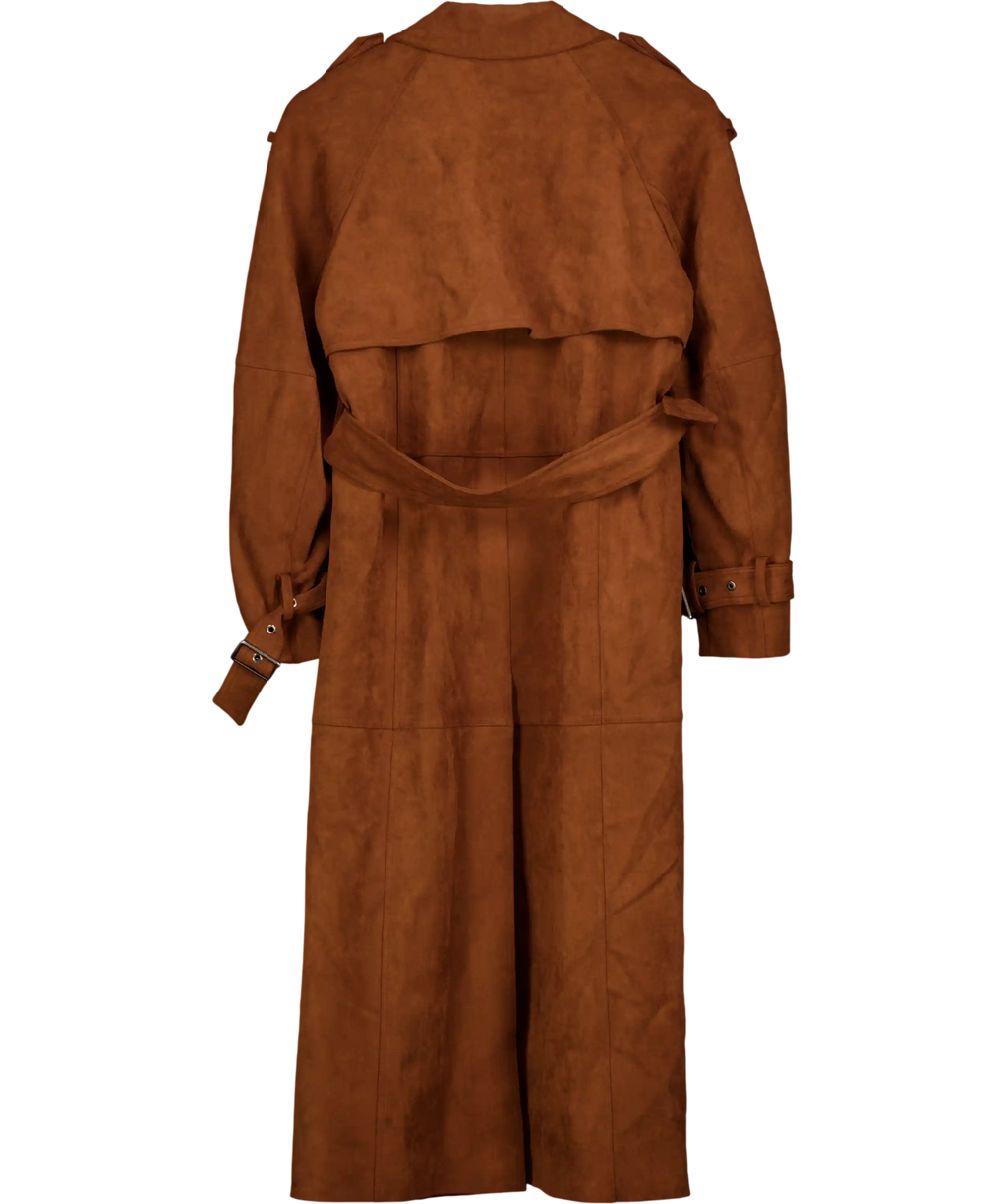 FABRIQUE X Mariana Catta Golden Brown Tilda Suede Trench Coat UK XS
