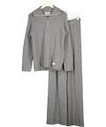 4th & Reckless Grey Ribbed Knit Quarter Zip Jumper And Wide Leg Trouser Co-ord UK 8