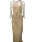Meshki Celestino Floral Metallic Knit Maxi Dress UK XS