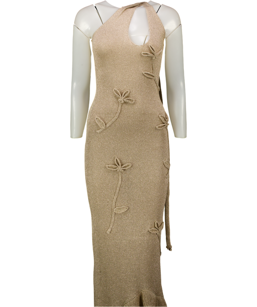 Meshki Celestino Floral Metallic Knit Maxi Dress UK XS