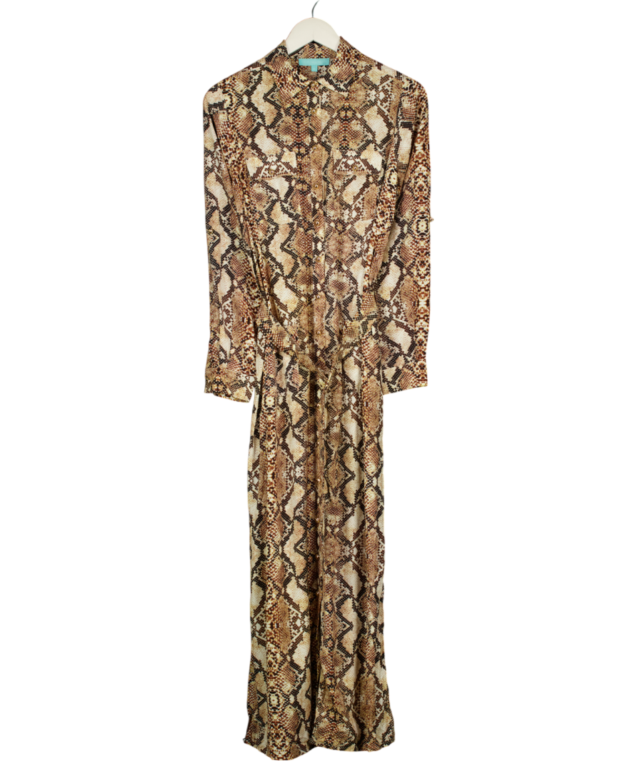 MELISSA ODABASH Brown Snake Print Dress UK XS