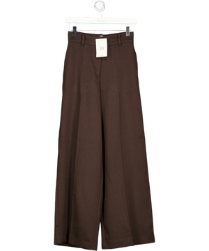H&M Brown Wide Linen-blend Trousers UK 4