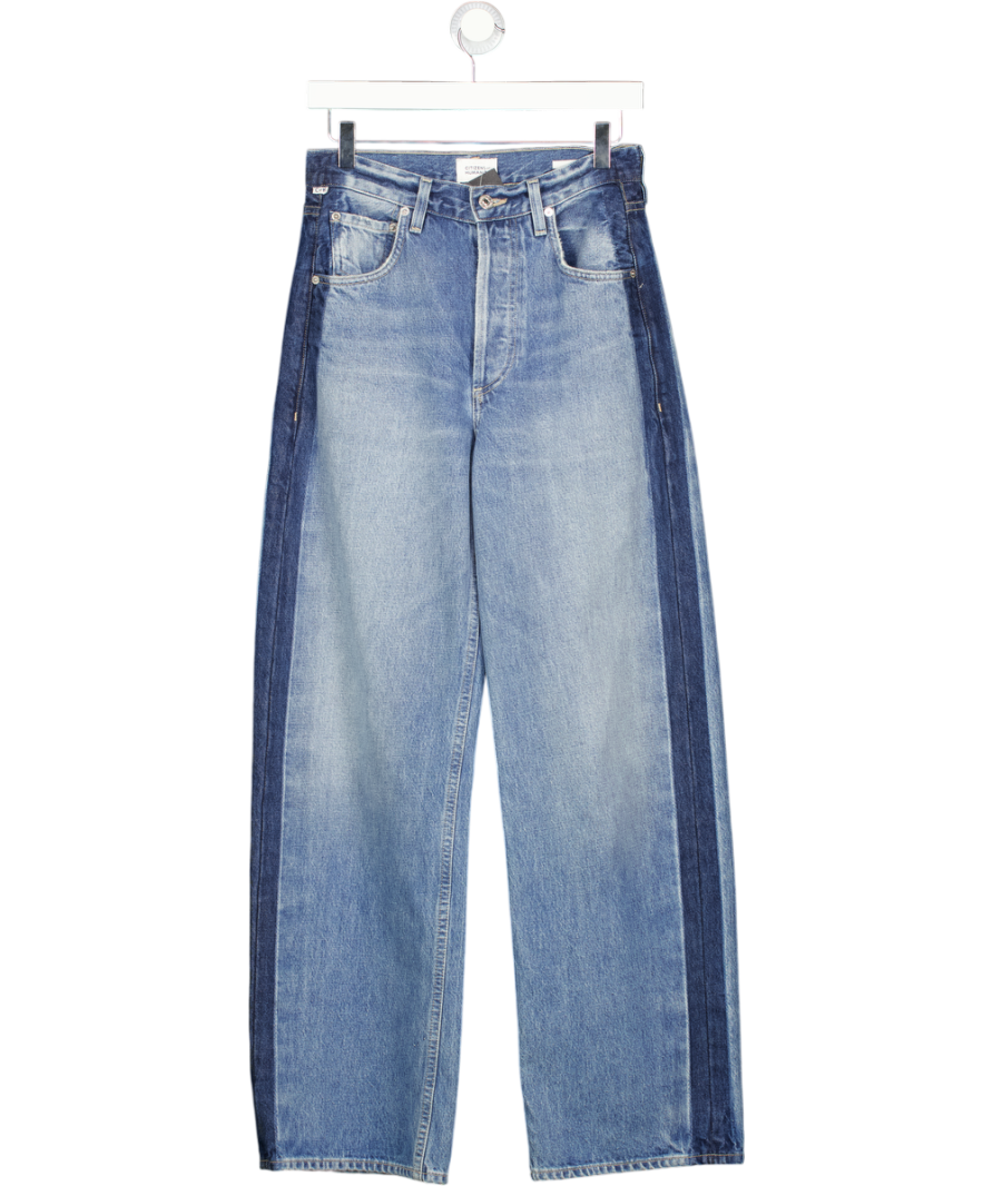 Citizens of Humanity Blue Two-tone Tuxedo  Ayla Baggy Mid-rise Wide-leg Jeans W24