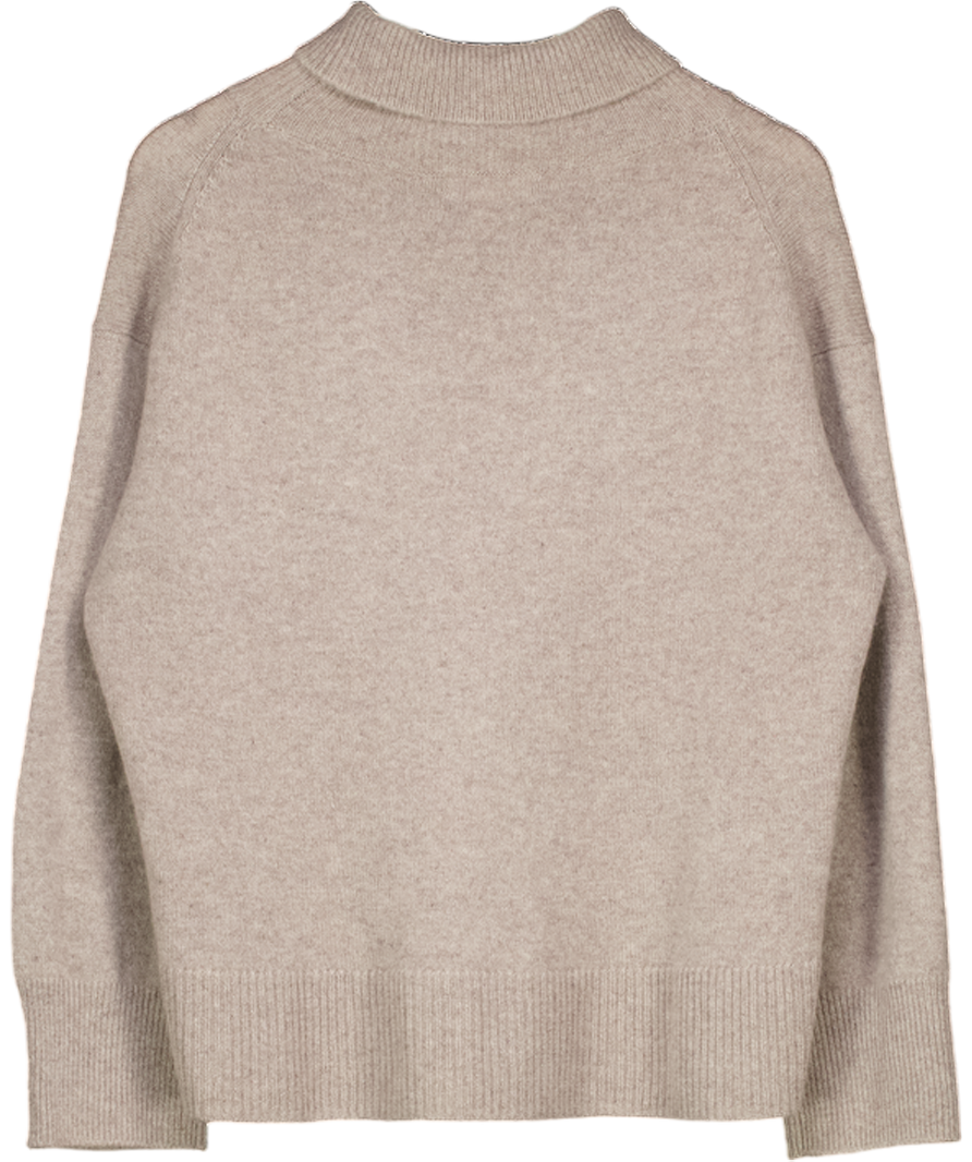 H&M Premium Beige Cashmere Polo-neck Jumper UK S