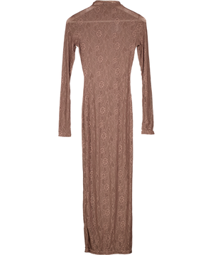 Mars the Label Brown Floral Lace Maxi Dress UK 8