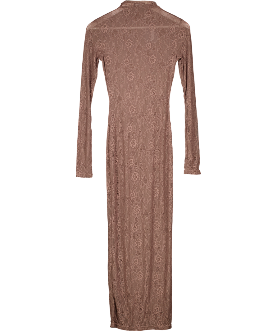 Mars the Label Brown Floral Lace Maxi Dress UK 8