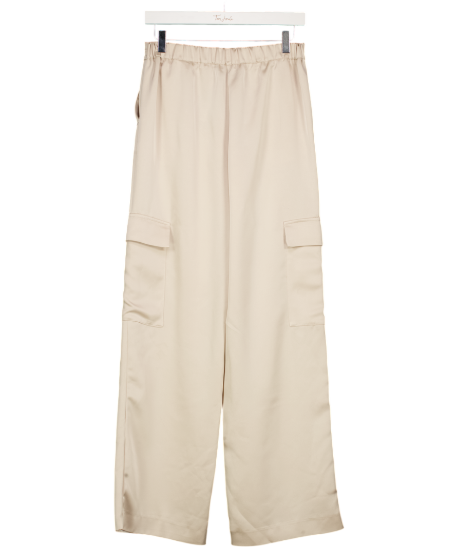 ZARA Beige Satin Cargo Trousers UK M
