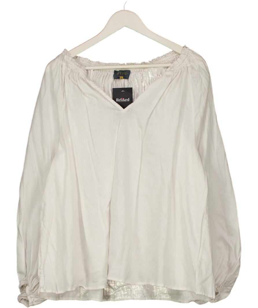 WYSE LONDON Linen Blouse - White Sz5 UK 16