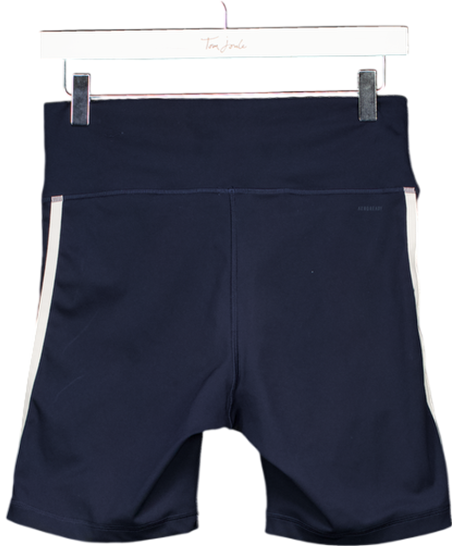 ADIDAS Blue Training Essentials 3-stripes High-waisted Short Leggings UK M