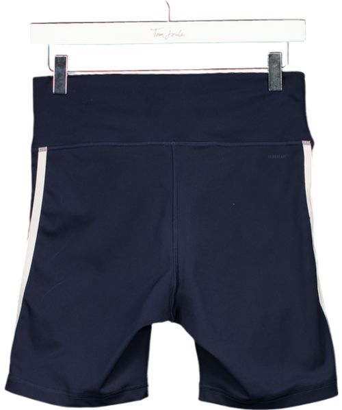 ADIDAS Blue Training Essentials 3-stripes High-waisted Short Leggings UK M
