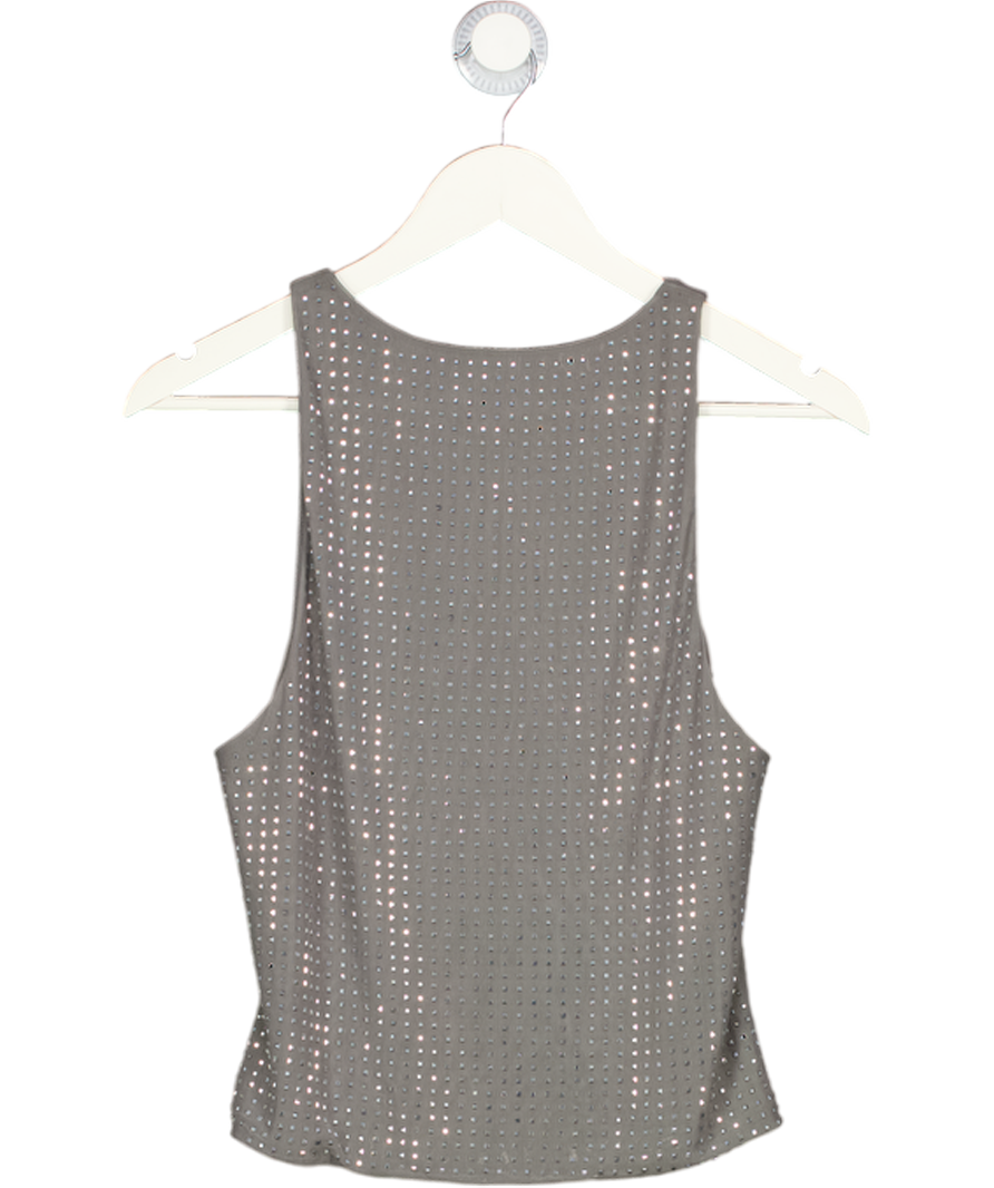 SLA THE LABEL Grey Sleeveless Embellished Top UK XS