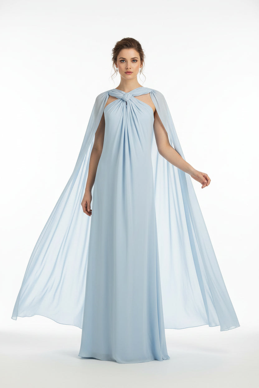CLUB L  London Powder Blue Multiway Infinity Cape Sleeve Maxi Dress UK 6
