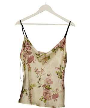 ZARA Beige Satin Floral Cami Top UK L