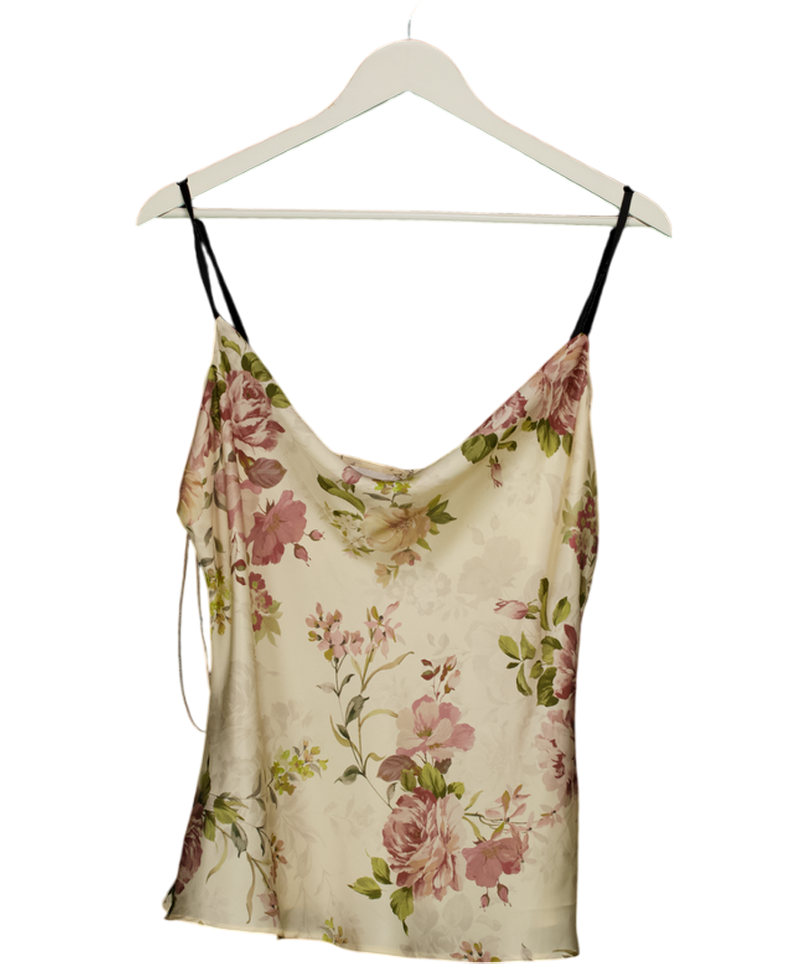 ZARA Beige Satin Floral Cami Top UK L