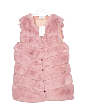 Yu & Me Pink Faux Fur Longline Gilet One Size