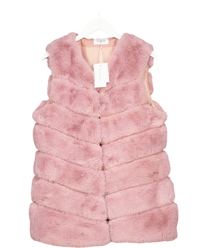 Yu & Me Pink Faux Fur Longline Gilet One Size