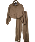 THE COUTURE CLUB Brown 2-piece Funnel Neck Shell Jacket (UK 8) And Barrel Leg Trousers Set UK 6