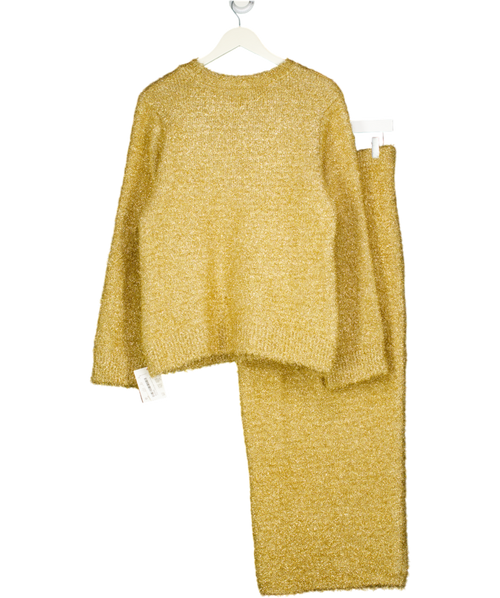 ASOS 2-piece Tinsel Oversized Jumper And Midi Skirt Set In Metallic Gold UK XS