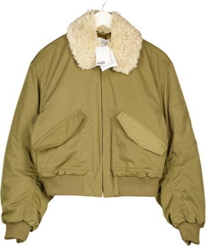 H&M Khaki Green Oversize Collared Bomber Jacket UK S