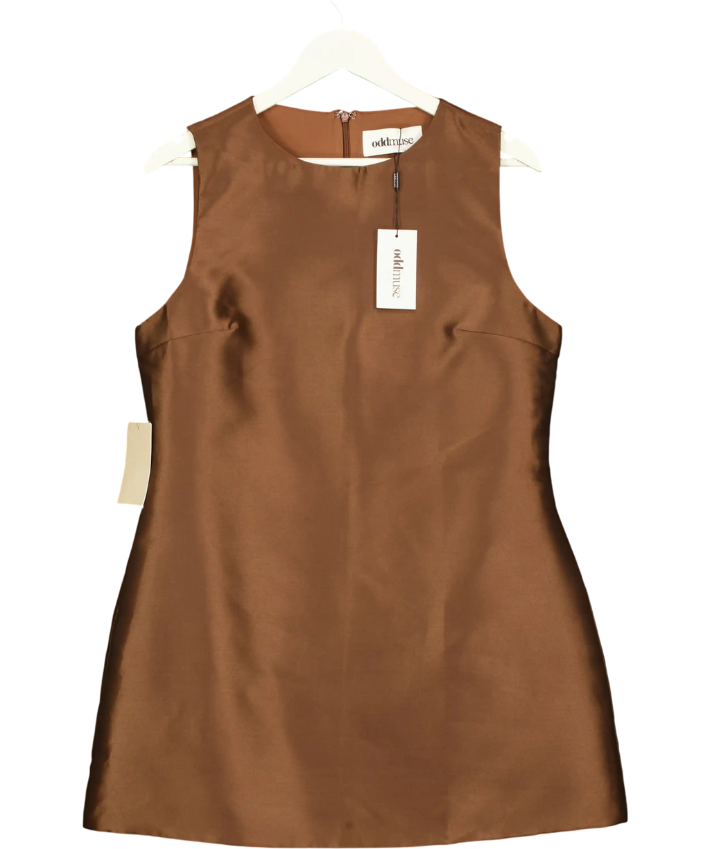 Odd Muse The Ultimate Muse Satin Shift Dress Brown UK L