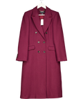 Karen Millen Burgundy Red Premium Italian Manteco Wool Fitted Tailored Midi Coat UK 10