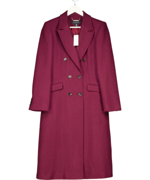 Karen Millen Burgundy Red Premium Italian Manteco Wool Fitted Tailored Midi Coat UK 10