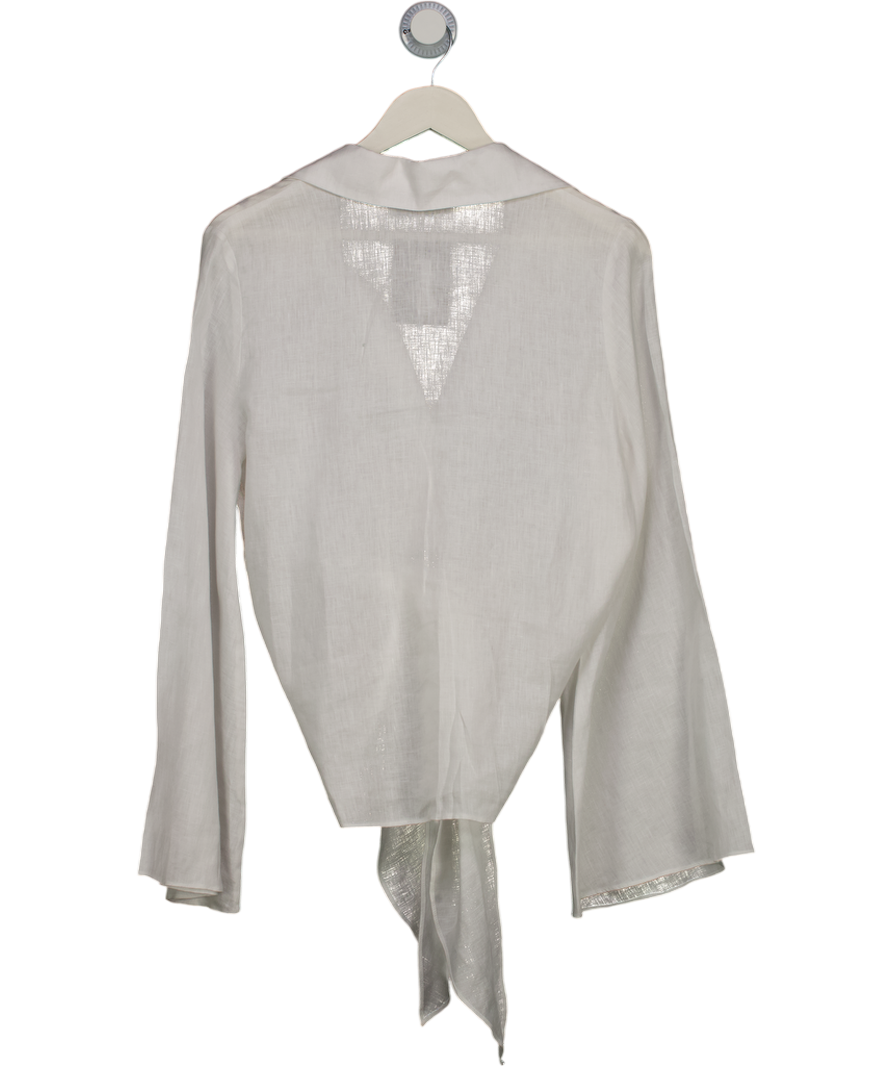 MANDIBREEZE White 100% Linen Adrienne Shirt UK M